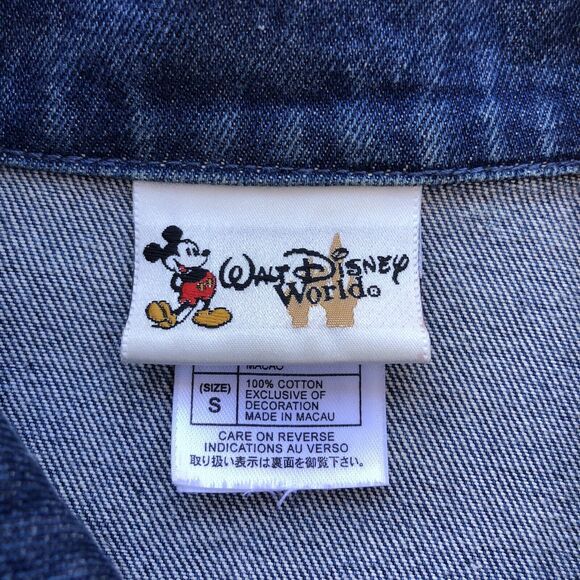 Vintage Mickey Mouse Men Small 75th Anniversary Denim Jean Jacket Disney World - Picture 3 of 12